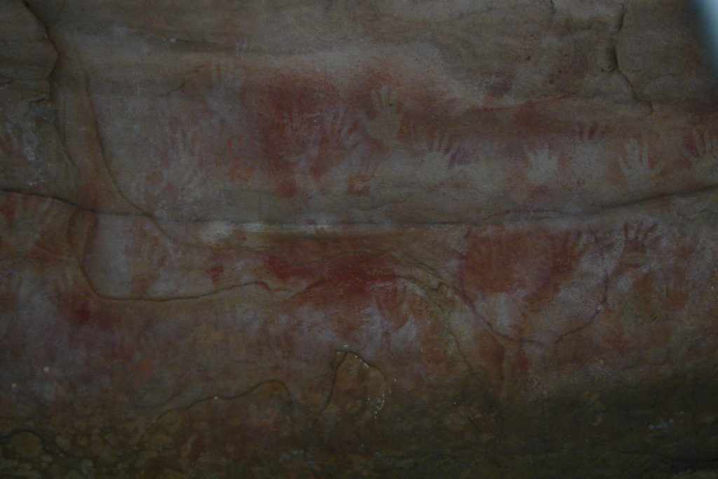 Aboriginal hand prints in the Blue Mountains