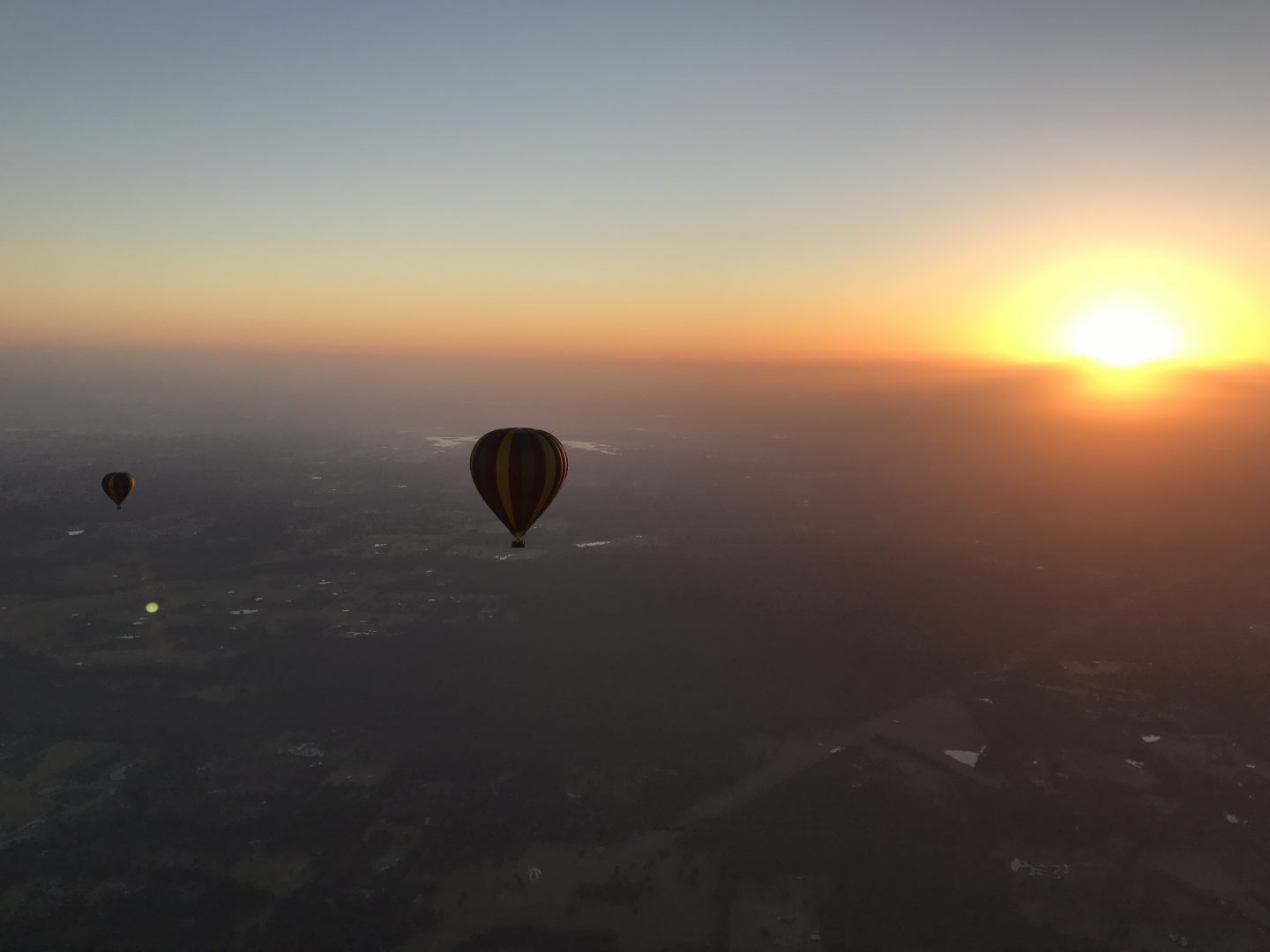 hot air balloon sunrise over the hunter valley